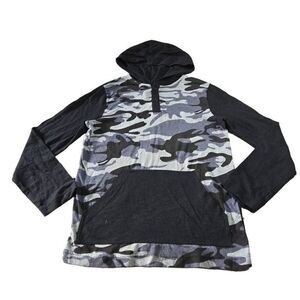 Tony Hawk Black Gray Hoodie Sweatshirt Camo Henley Outdoor Boys L